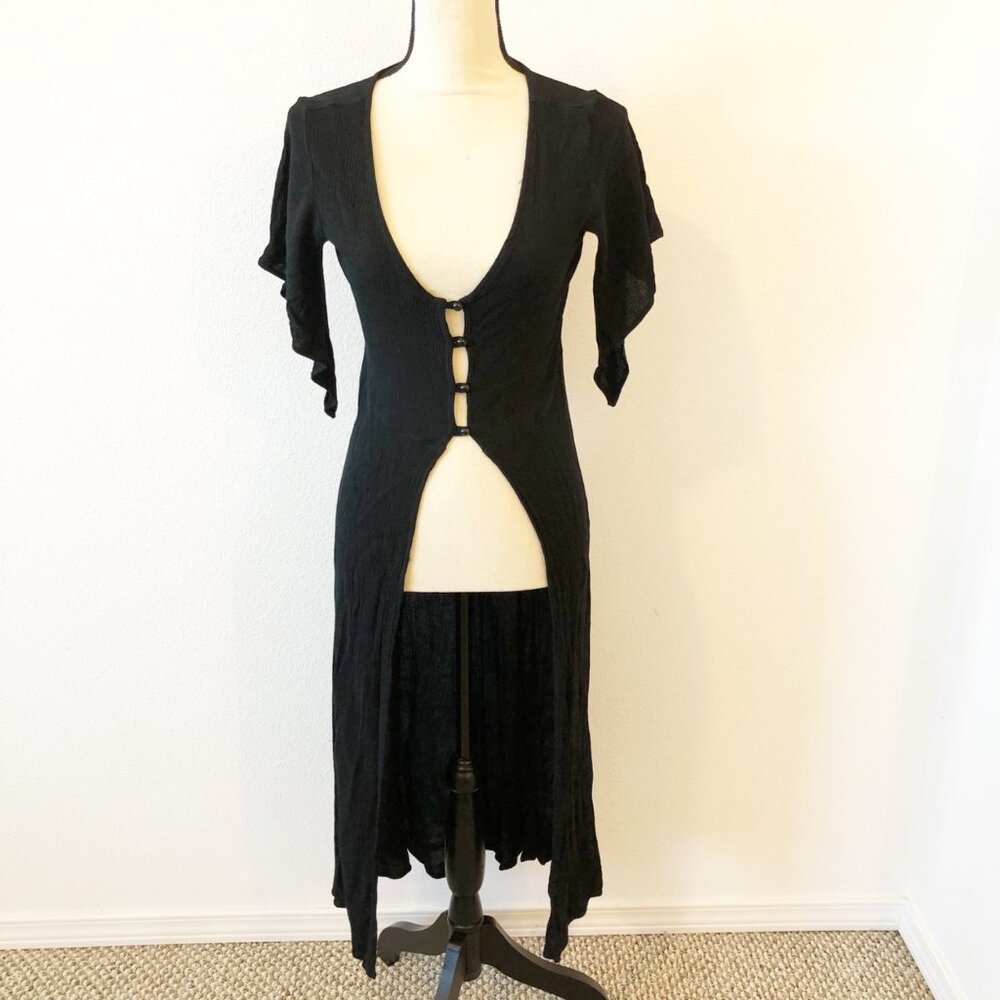 EASTNWEST LABEL Black Sheer Duster Kimono Cover Up Womens 1 Small/Medium